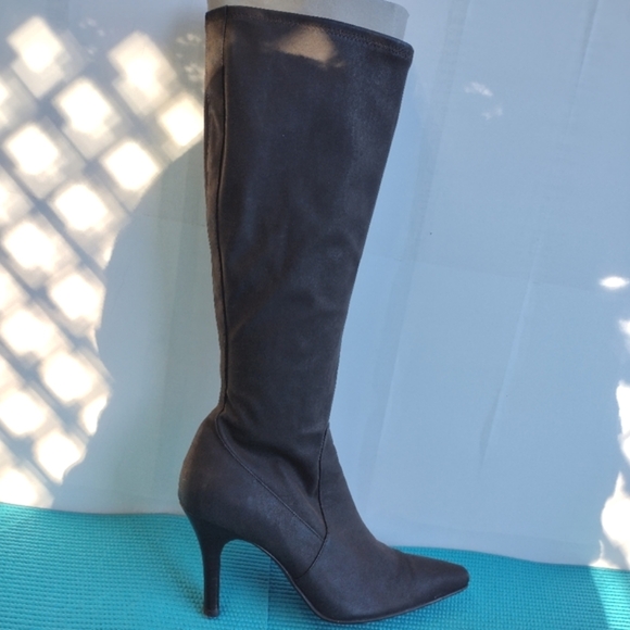 Alfani Eliza Zip up Knee-High Pointed Heel Boots Brown 7M - Picture 4 of 10